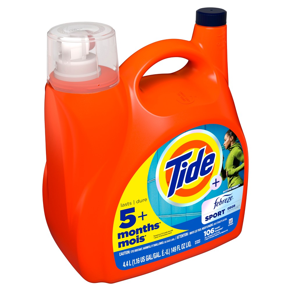 Tide Plus Febreze Sport Active Fresh High Efficiency Liquid Laundry Detergent Soap - 149 fl oz