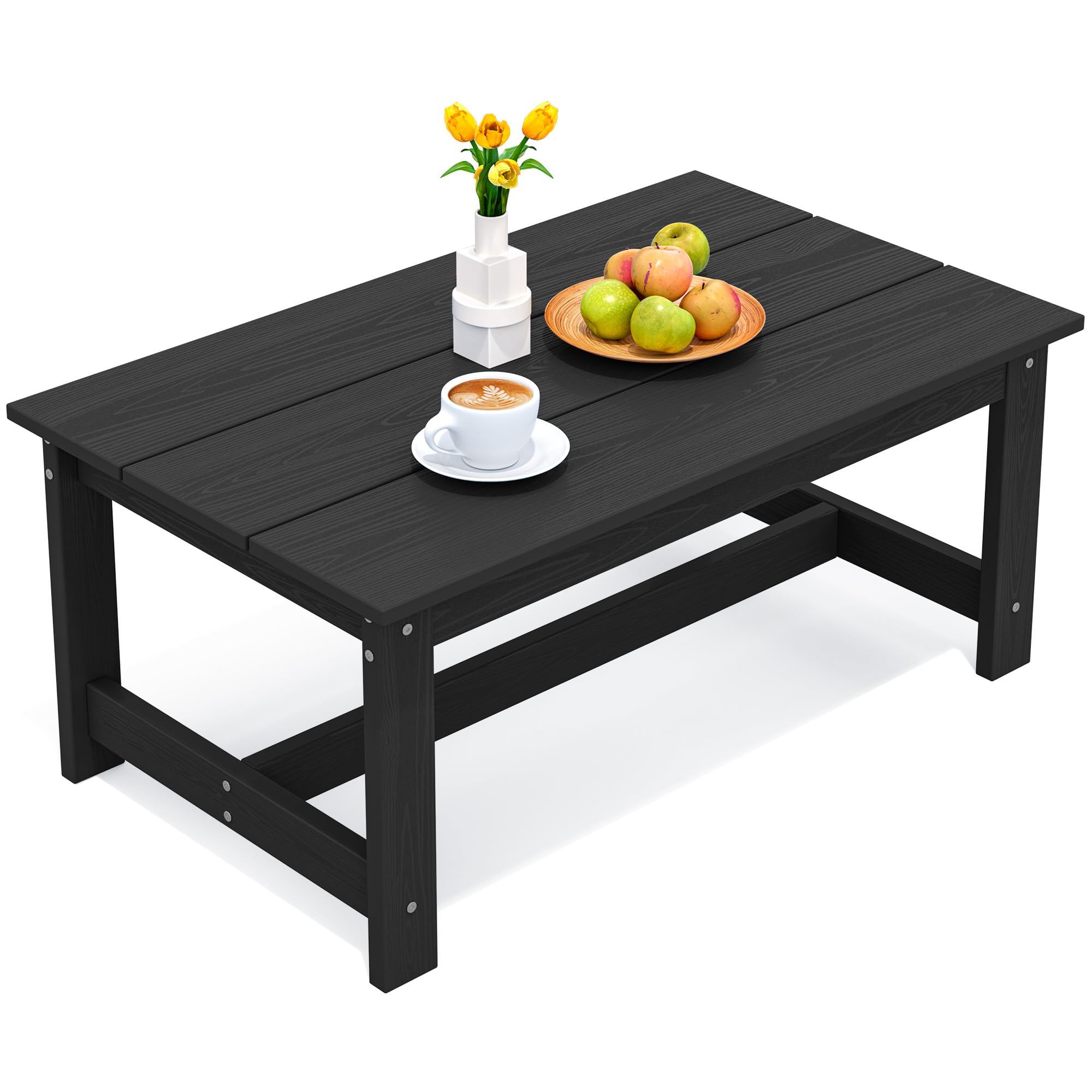 SERWALL HDPE Patio Coffee Table For Balcony, Deck, Black (LOCAL PICKUP ONLY)