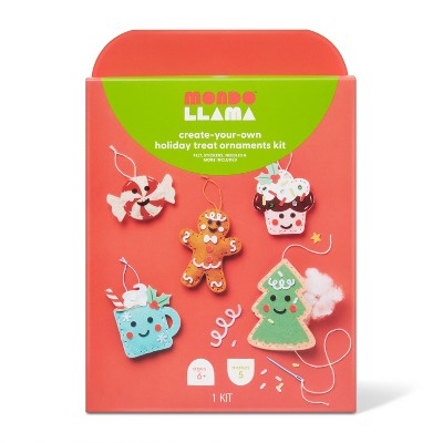 Christmas Craft Sew-Your-Own Treats Ornaments Kit - Mondo Llama: DIY Art Kit, Includes Needle, Felt, Sequins, Ages 6+