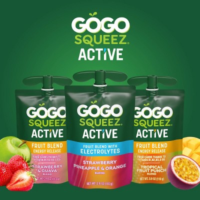 GoGo SqueeZ Active Fruit Blend Energy Release, Strawberry & Guava Punches - 39oz/10ct