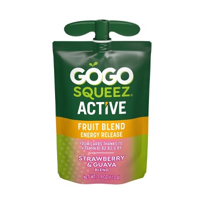 GoGo SqueeZ Active Fruit Blend Energy Release, Strawberry & Guava Punches - 39oz/10ct