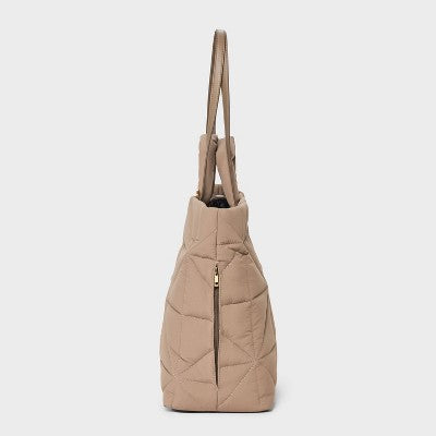 Kate Tote Handbag - A New Day Brown: Double Shoulder Handles, Magnetic Closure, Recycled Nylon, 24.5" Strap Length