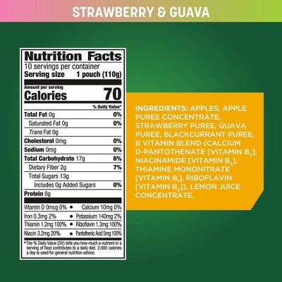 GoGo SqueeZ Active Fruit Blend Energy Release, Strawberry & Guava Punches - 39oz/10ct