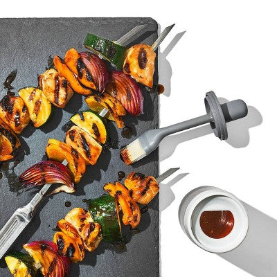 OXO Oil Bottle and Brush: Tempered Glass Food Storage Container, Dishwasher-Safe, 8 oz Capacity