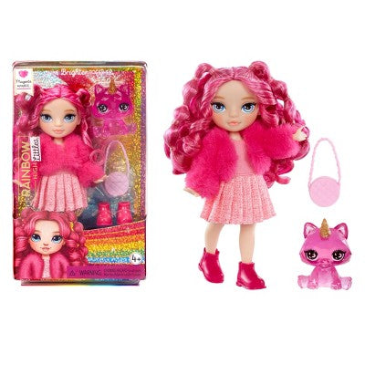 Rainbow High Littles Magenta Monroe Pink 5.5" Posable Small Doll with Purse Magical Pet Kitty: Articulated Fashion Figure, Removable Clothes