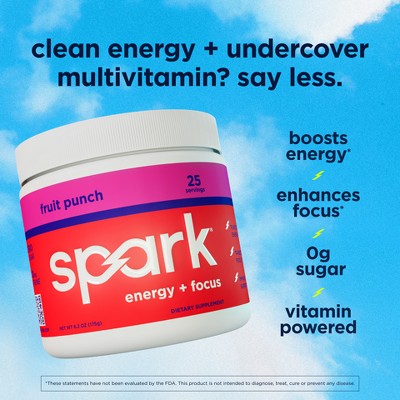 Spark Energy + Focus Drink Mixes Canister - Fruit Punch - 25 Servings