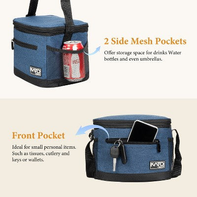 Tirrinia Insulated Small Lunch Bag with Adjustable Shoulder Strap, Leakproof Reusable Lunch Cooler Bag with Front Zip Pocket, Portable Lunch Boxs