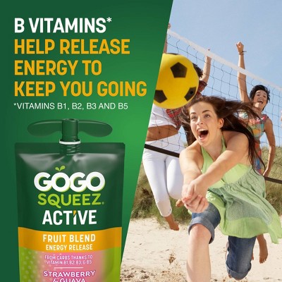 GoGo SqueeZ Active Fruit Blend Energy Release, Strawberry & Guava Punches - 39oz/10ct