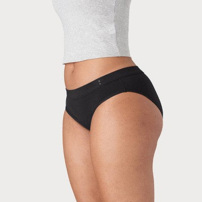 Thinx Super Absorbency Bikini - Black S: Mid Rise, Full Waistband Elastic, Knit Fabric, Machine Washable, Tumble Dry