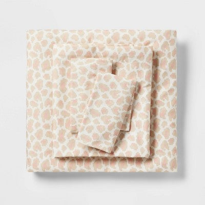 Queen Microfiber Sheet Set Pink Leopard Print - Room Essentials