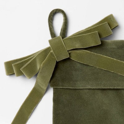 Velvet Bow Christmas Stocking Green - Threshold designed with Studio McGee
