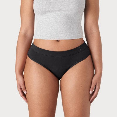 Thinx Super Absorbency Bikini - Black S: Mid Rise, Full Waistband Elastic, Knit Fabric, Machine Washable, Tumble Dry