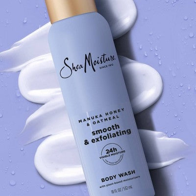 SheaMoisture Body Wash Smooth & Exfoliating - Manuka Honey & Oatmeal with Plant-Based Moisturizers - 18 fl oz