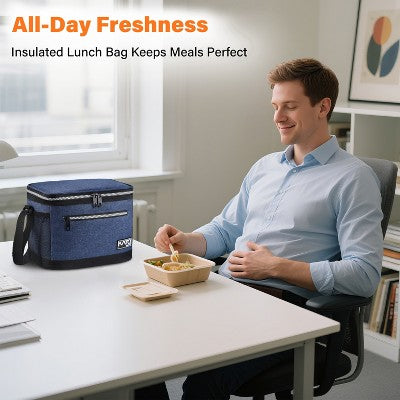 Tirrinia Insulated Small Lunch Bag with Adjustable Shoulder Strap, Leakproof Reusable Lunch Cooler Bag with Front Zip Pocket, Portable Lunch Boxs