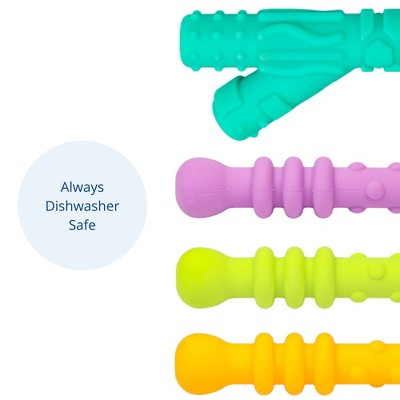 Re-Play Assorted Teether Straws with Cleaning brush - 4pk