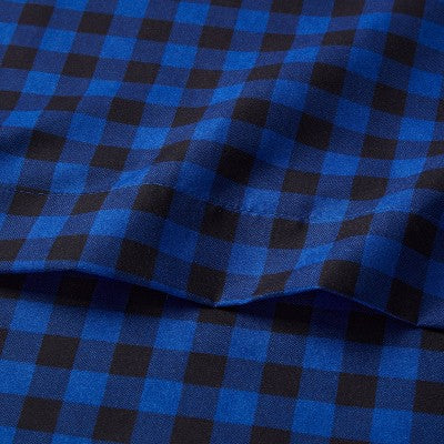 Queen Microfiber Sheet Set Blue/Black Gingham - Room Essentials