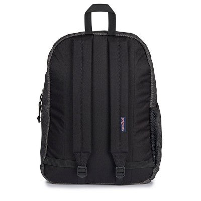 JanSport Cross Town Plus Remix 17" Backpack - Black: Abstract Denim Shell, Expandable Pocket