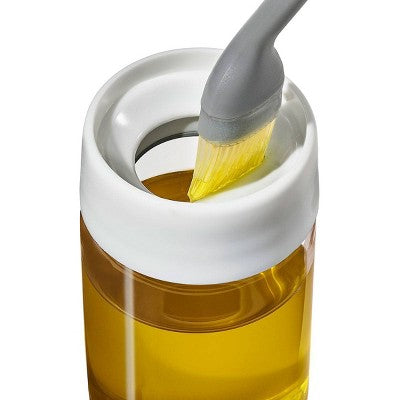 OXO Oil Bottle and Brush: Tempered Glass Food Storage Container, Dishwasher-Safe, 8 oz Capacity
