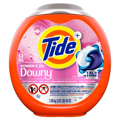 Tide April Fresh Power Pods with Downy HE Compatible Laundry Detergent Pacs - 32ct
