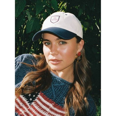 Go Sports Hat - Frasier Sterling Cream/Navy/Pink: Adjustable Cotton Baseball Cap