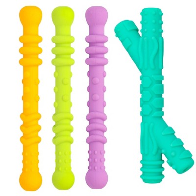 Re-Play Assorted Teether Straws with Cleaning brush - 4pk